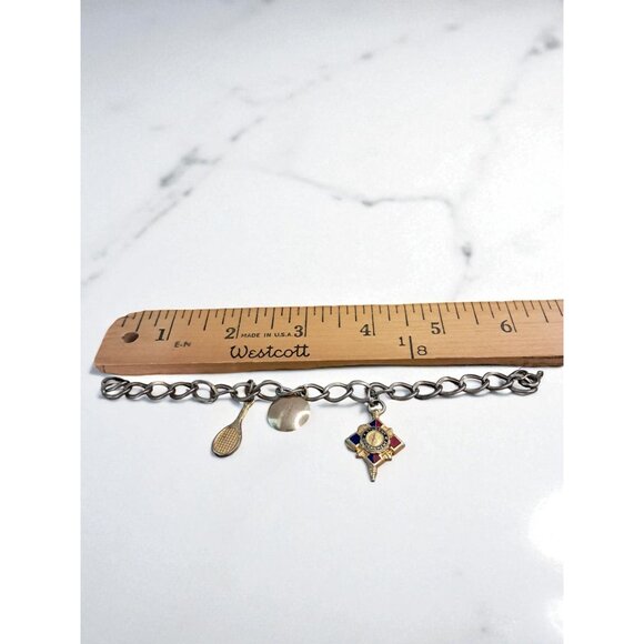 Vintage 1950s–1970s Charm Bracelet – Danecraft 12kt GF, Sterling Tennis Racket, - Picture 12 of 12